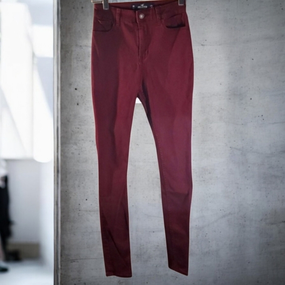 Hollister Pants - Hollister Burgundy Pants Womens Size 0 High-rise Super Skinny Classic Stretch